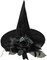 The Costume Center Black Witch Hat with Black Flower Women Adult Halloween Costume Accessory - One Size